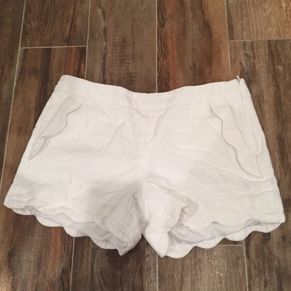 Cynthia Rowley White Scalloped Beach Shorts